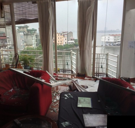 Storm damage in our living room