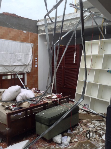 The morning after - the damage in our bedroom area